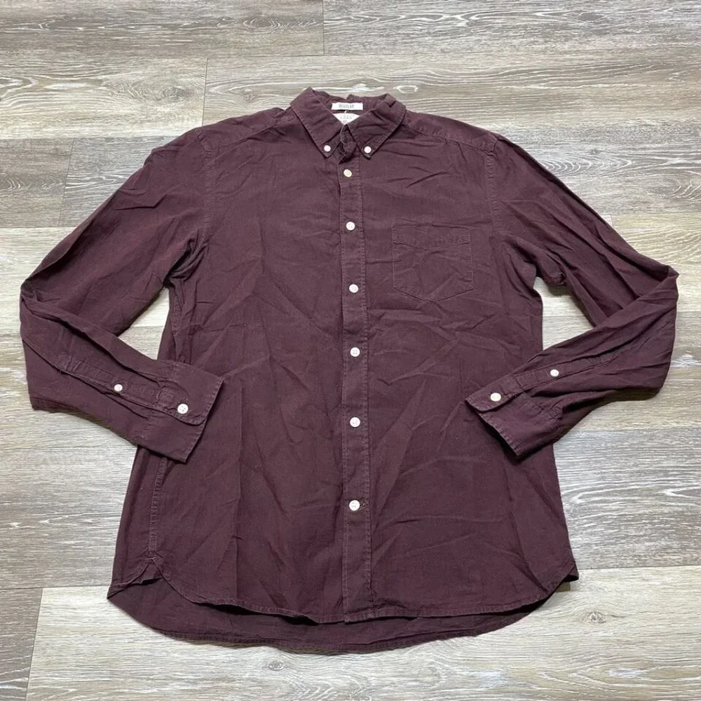 L.O.G.G. by H&M Regular Fit Button Down Burgundy Casual Shirt Men's Size Small - Picture 7 of 8